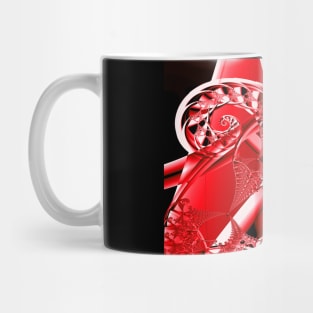 bright red and white on black Mug